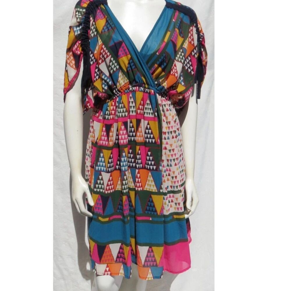 🌺 Maeve Anthropologie Vivid Print Sundress Beach Cover Up Size 10 NWOT - Picture 4 of 8